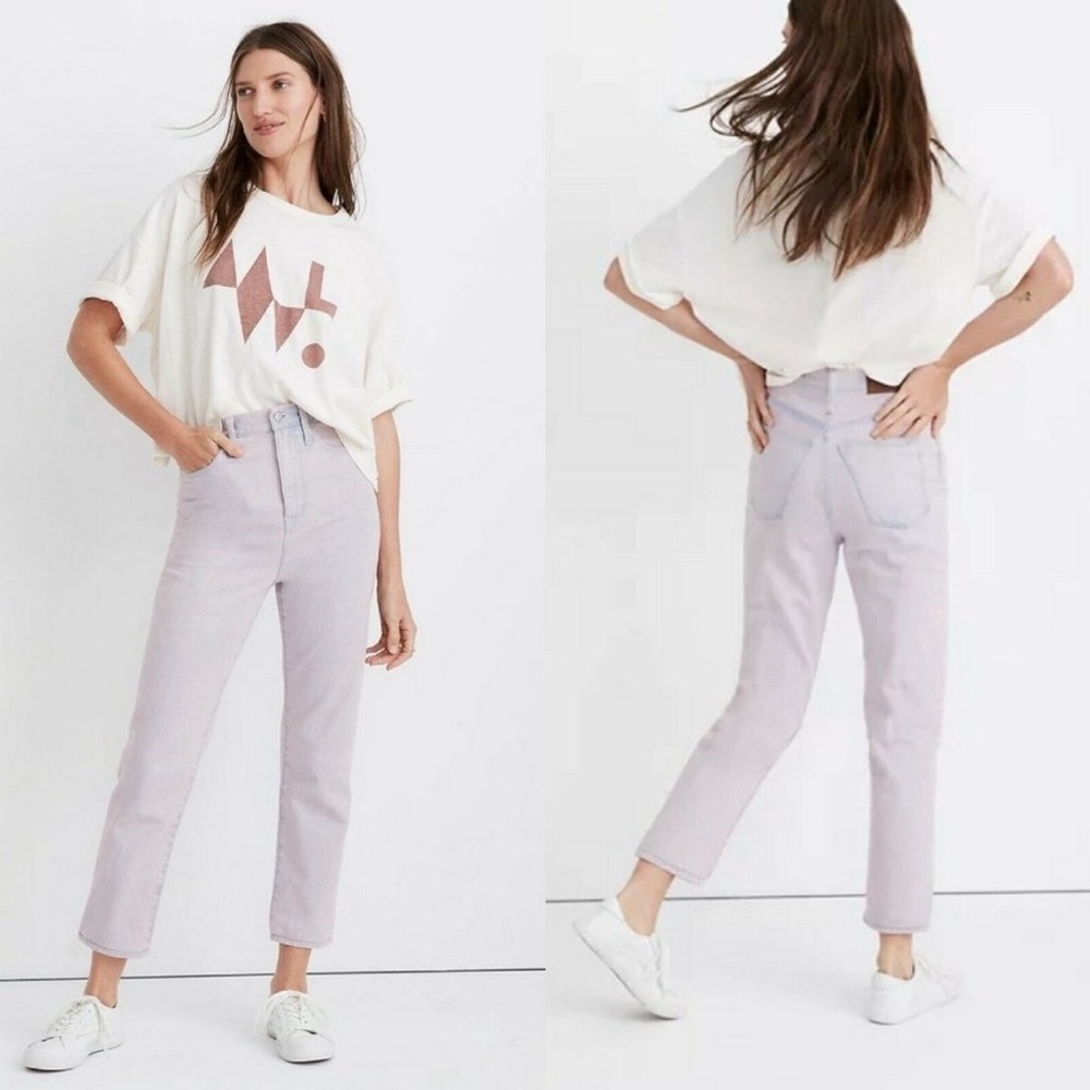 New Madewell The Momjean Overdyed Edition Pink Denim Stretch Womens Size 25